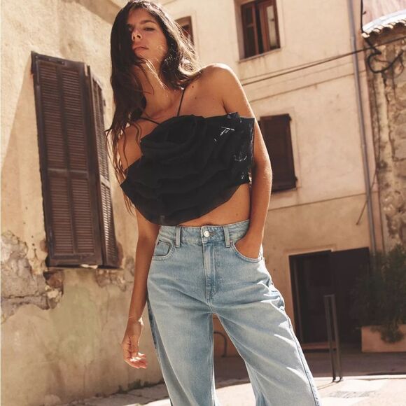 ZARA FLORAL ORGANZA TOP - Picture 5 of 8